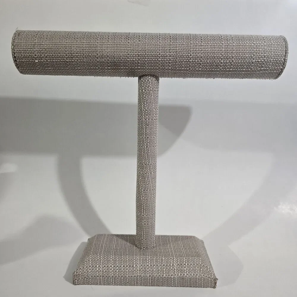 Jewlery Stand - Linen T Bar Tall Bracelet Necklace Organizer - Beige